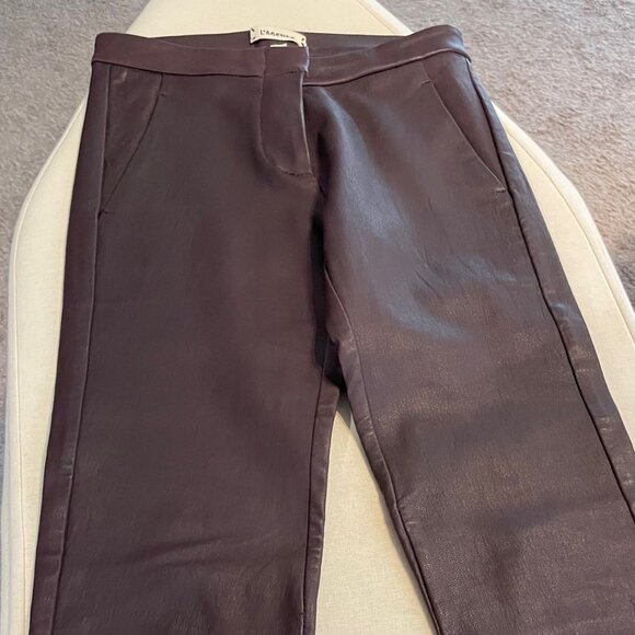 L'AGENCE BURGUNDY LAMB LEATHER STRAIGHT PANTS - SIZE 2- NEVER USED - Picture 2 of 8